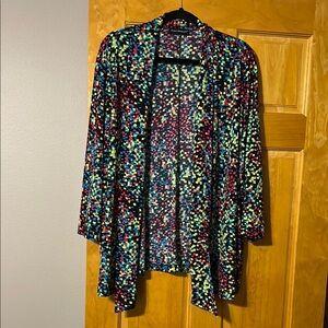 Colorful Geometric Patterned Open Cardigan